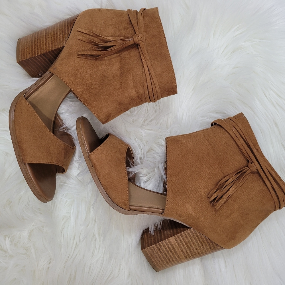 Tan Suede Women's Block Heel Sandals